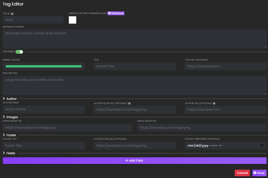 Tag editor advanced